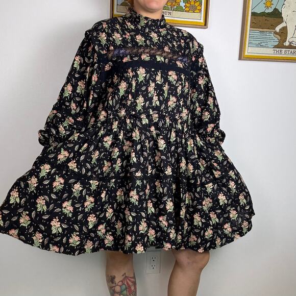 Pilcro by Anthropologie Dresses & Skirts - Anthropologie Pilcro black long sleeve floral high neck dress size XL